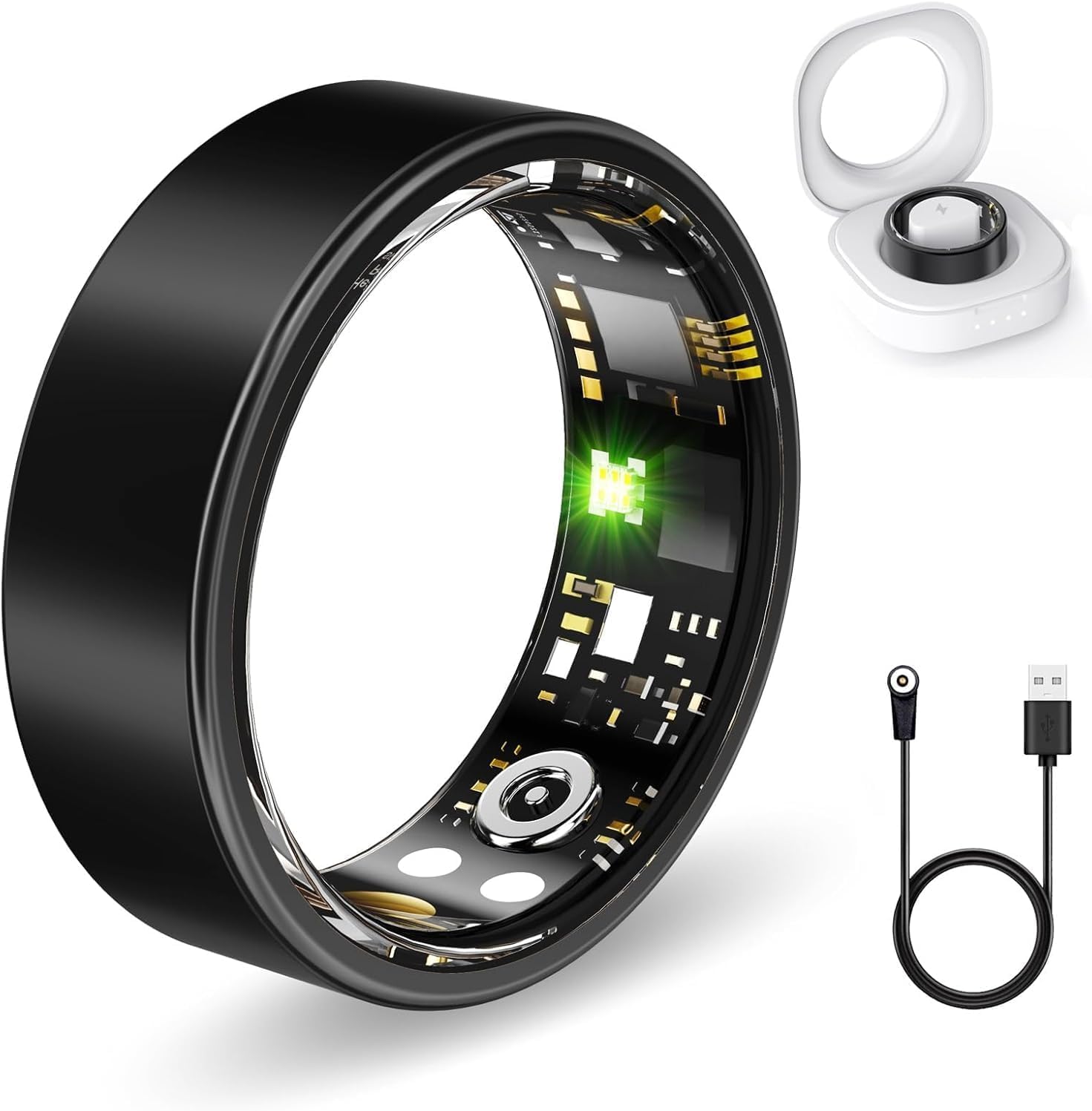 Anillos inteligentes de salud para mujeres y hombres, rastreador de fitness con frecuencia cardíaca, oxígeno en sangre, HRV, rastreador de sueño, rastreador de pasos, sin tarifa de suscripción, anillo