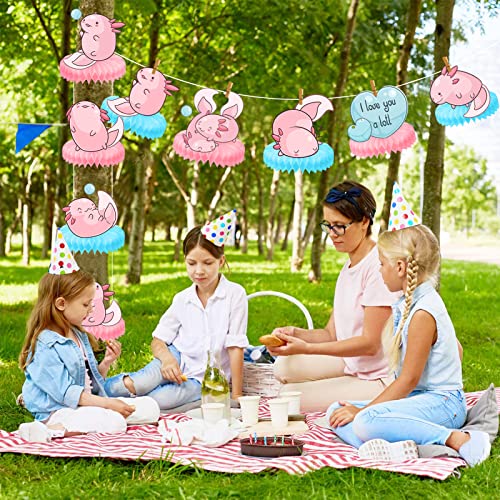 9 Pcs Axolotl Birthday Party Decorations Cute Axolotl Table Topper Honeycomb Centerpiece 3D Pink Animal Table Decoration Paper Fan For Kids Girls Birthday Baby Shower Party Supplies #TOP4