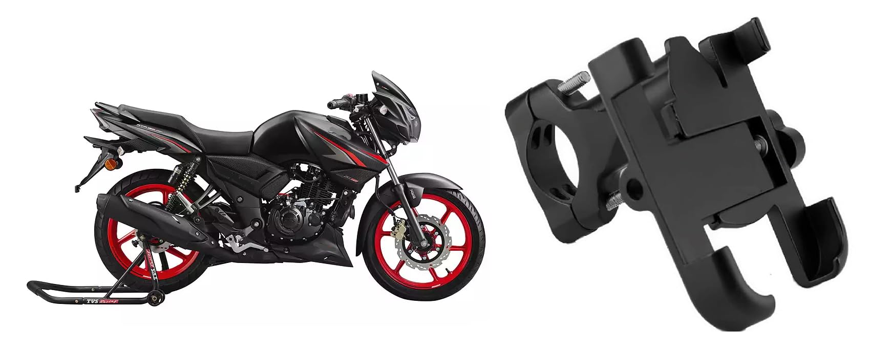 Bike Mobile Holder Metal (Aluminium Alloy) | 360° Rotation Handlebar Phone Mount | Anti-Vibration Clamp | Motorcycle & Cycle Mobile Stand Suitable for TVS Apache RTR 160-picture-32
