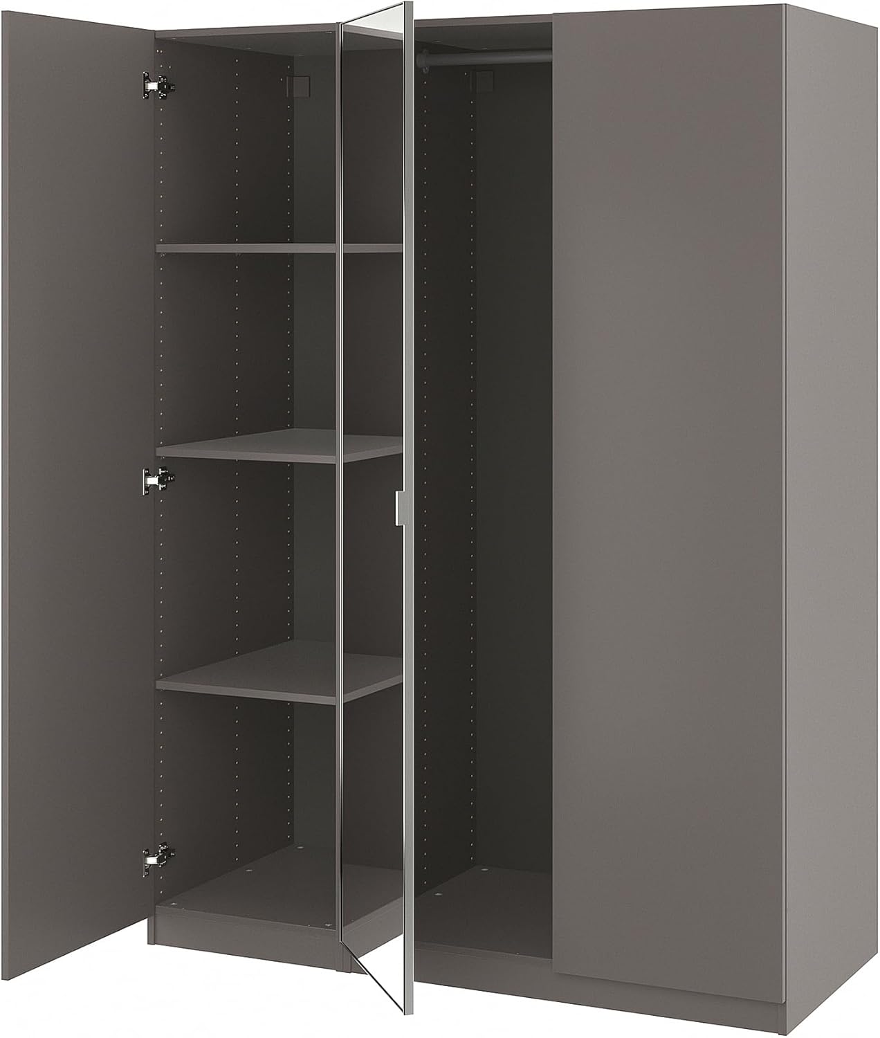 PAX/FORSAND/ÅHEIM Wardrobe combination, dark grey/mirror glass, 150x60x201 cm