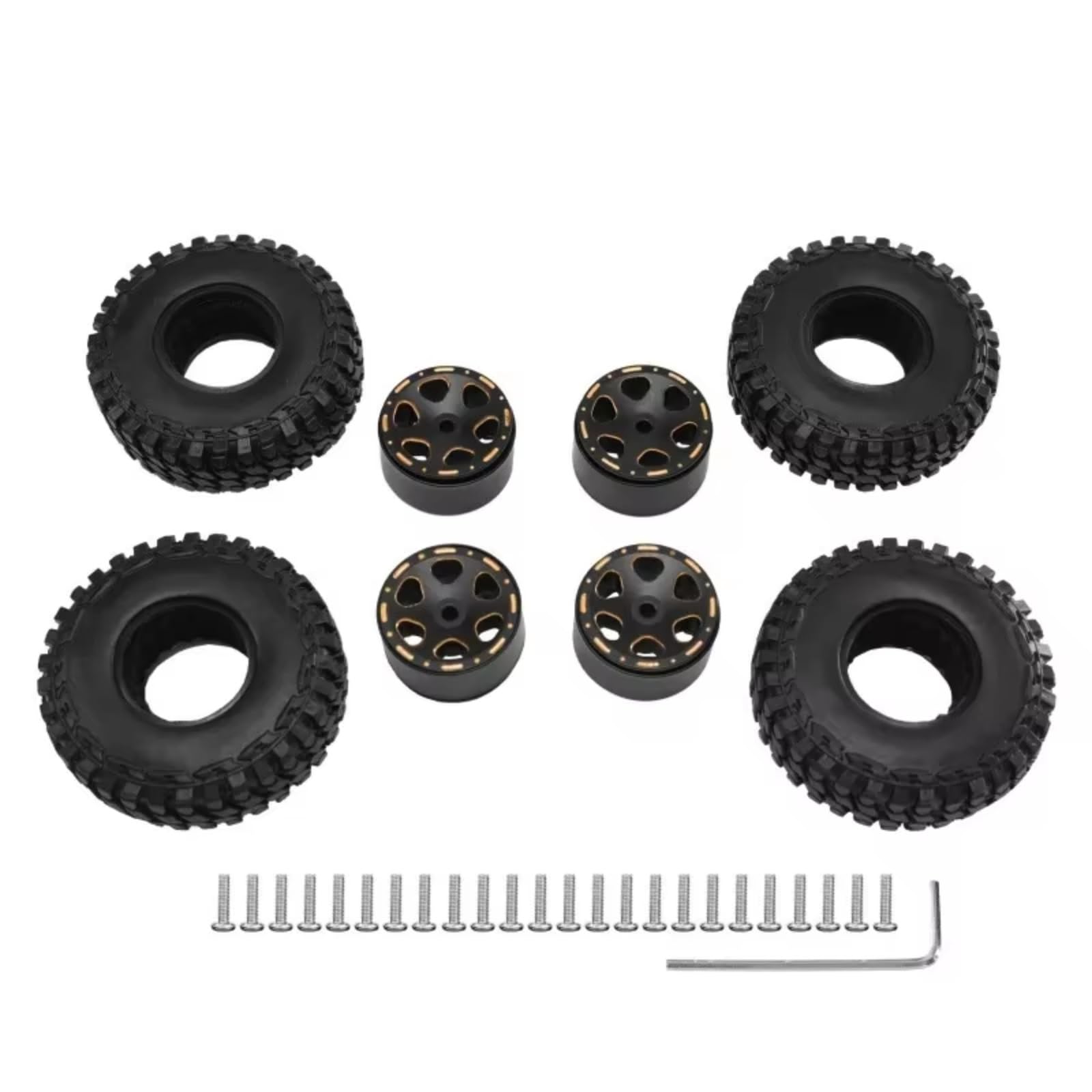 RC Coche Goma Ruedas Compatible con Axial para SCX24 AX24 para TRX4M para FCX24 1/24 1/18 Piezas De Coche Trepador De Control Remoto Juego De Neumáticos De Rueda Beadlock De 1,0"