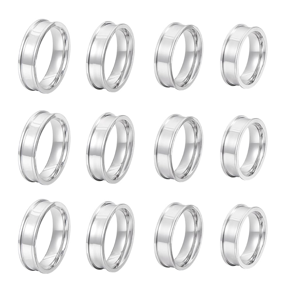 16 Stück Gerillte Edelstahl-Ringrohlinge – 4 Größen Für DIY Schmuckherstellung