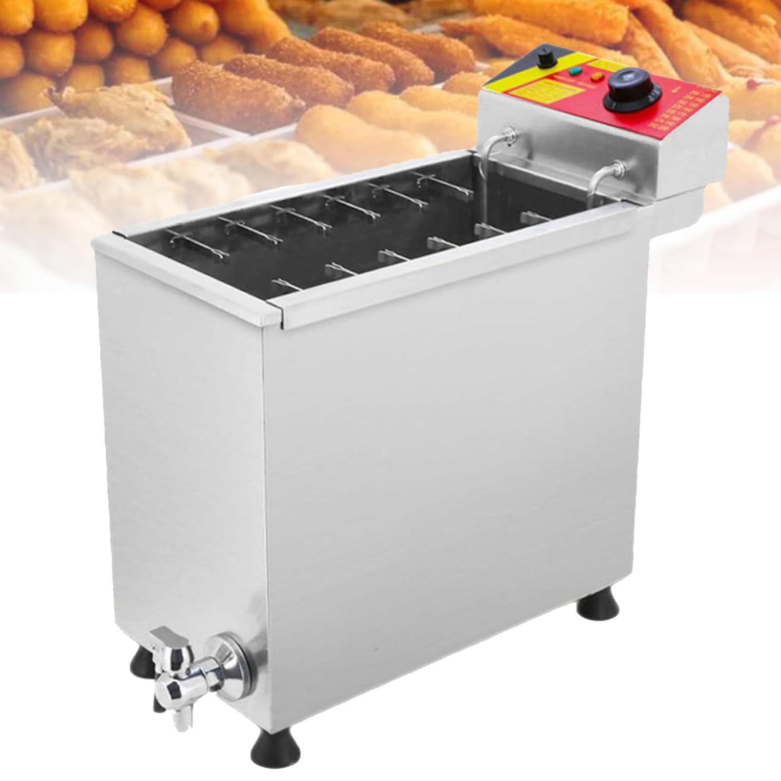 HTTGDGDH Commercial Automatic 12 Hooks Large Capacity Cheese Mozzarella Hot Dog Sticks Fryer Electric Deep Korean Corn Dog Machine Snack Machines Maker,