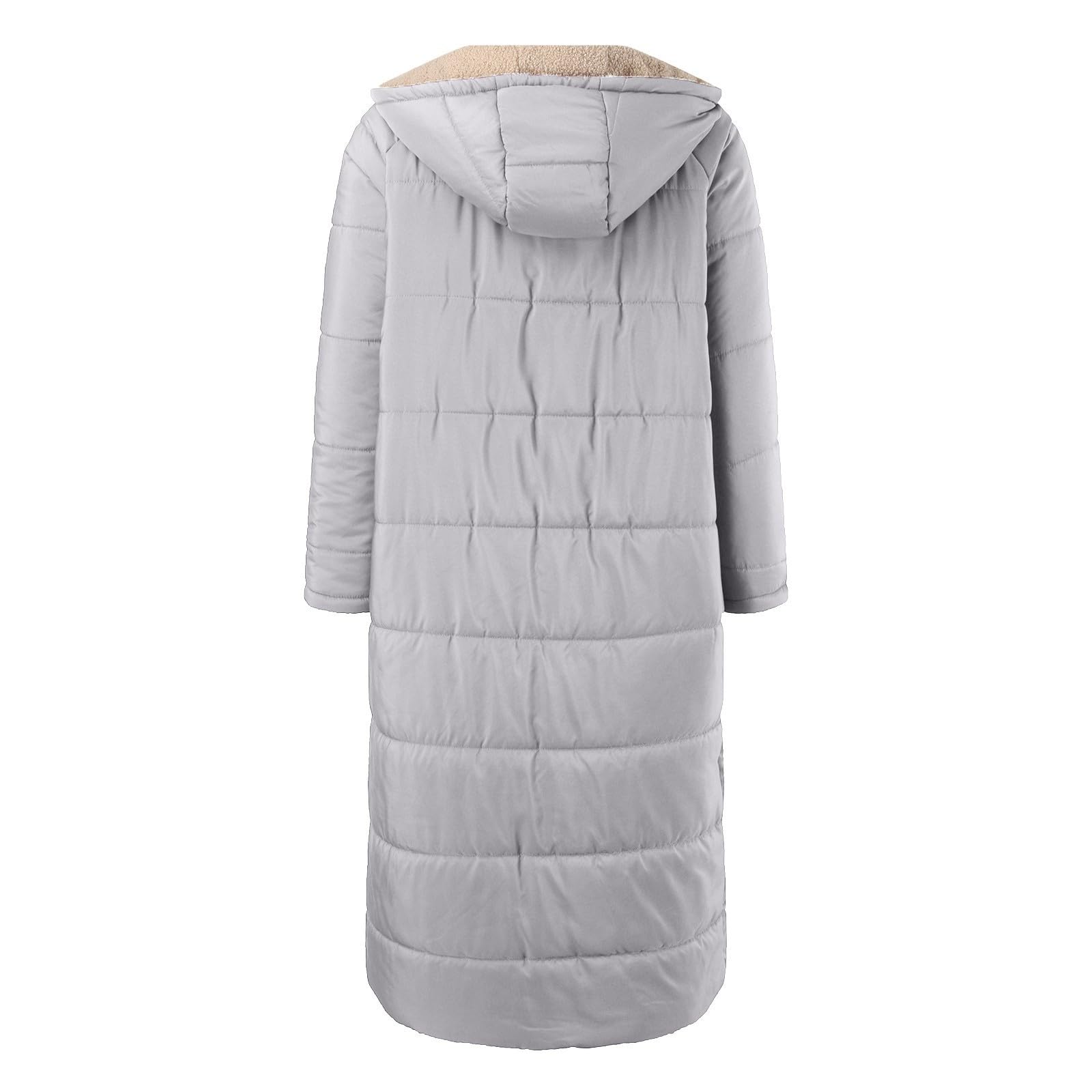 Generisch Cappotto invernale da donna, lungo, invernale, elegante, con imbottitura calda, con tasche, alla moda, con cerniera, piumino con cappuccio