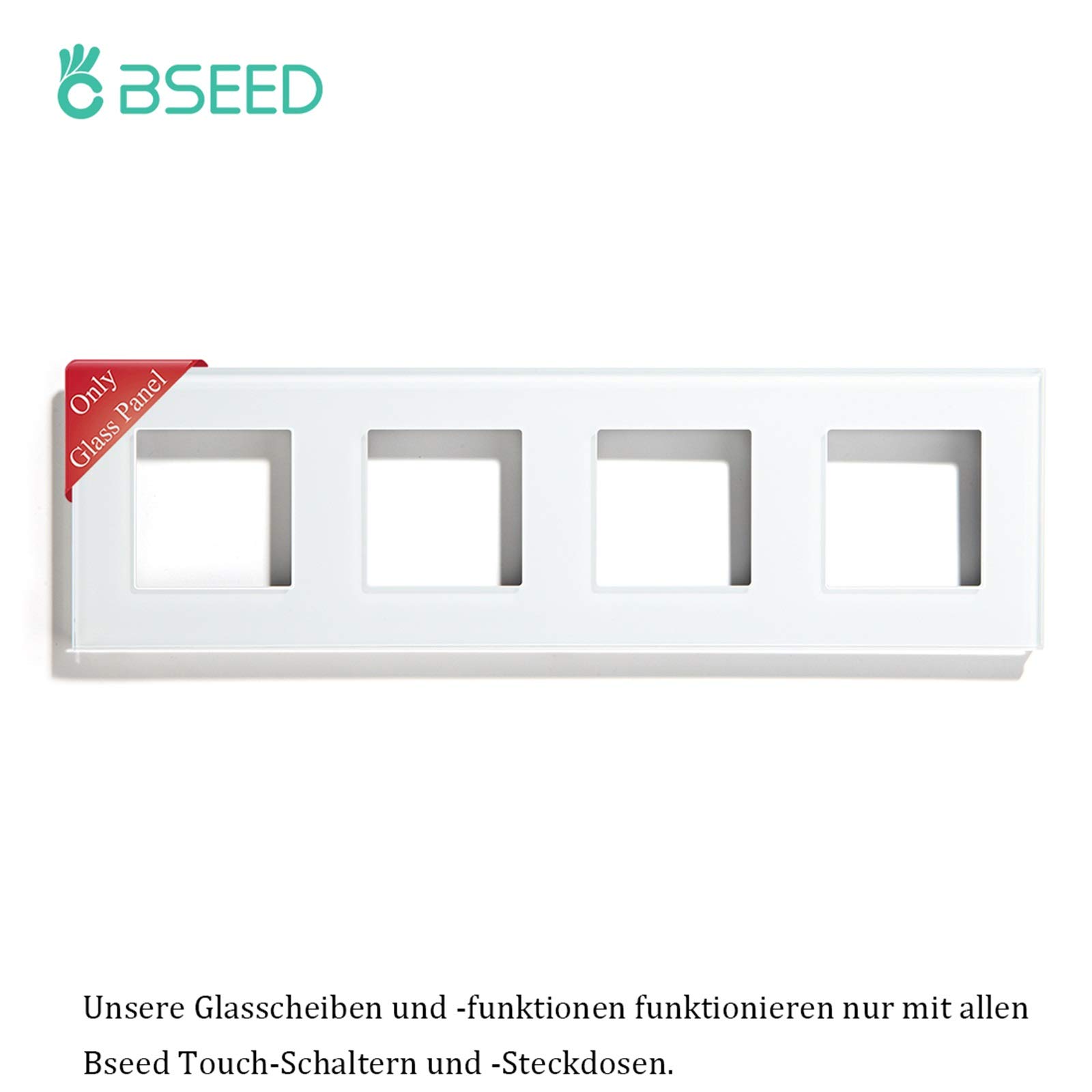 BSEED Panel de vidrio con marco para interruptores de luz y enchufes Panel de vidrio de vidrio para interruptores de luz de pared y enchufes Blanco 299 mm