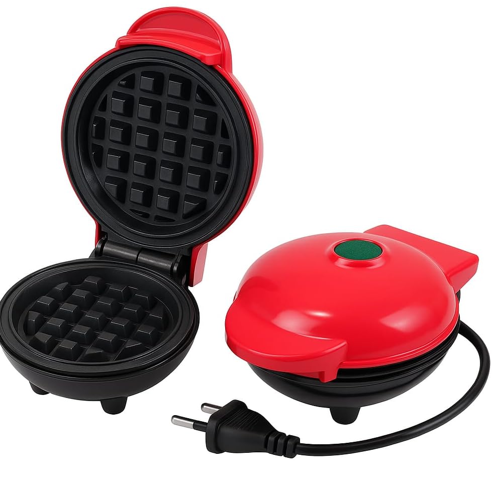 Mini Maker Waffle Maker Machine | 4-Inch Non-Stick Breakfast & Snack Maker for Waffles, Sandwiches, Pancakes & More | Compact Kitchen Appliance – Assorted Color (350W)-image-10