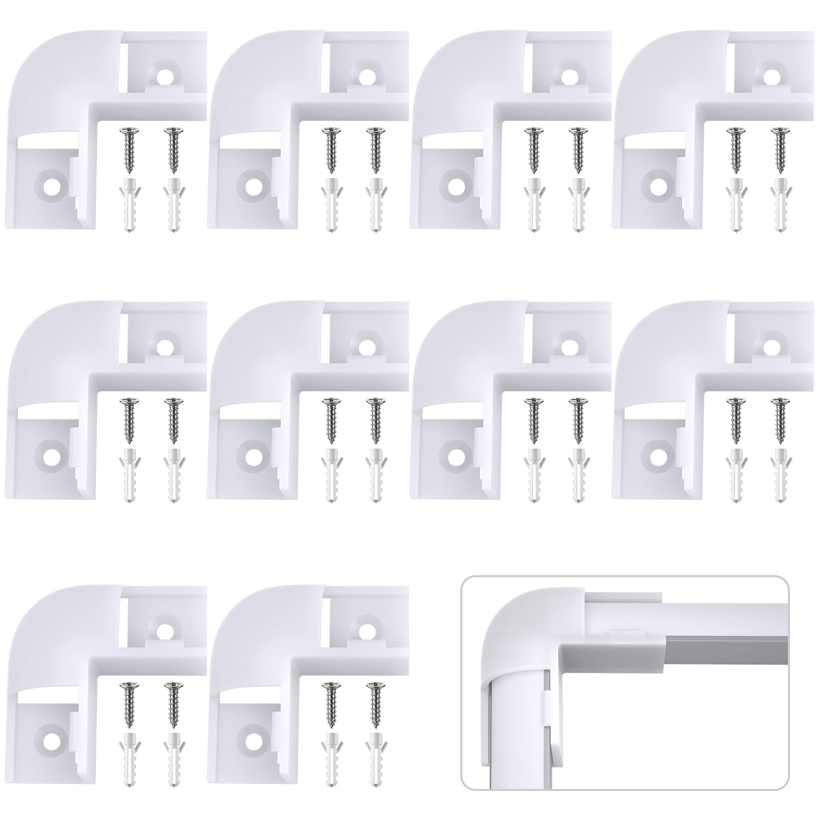 HOMMAND 90 Degrees Corner Connector 10 Pcs, LED Profile Corner Connectors, 90 Degrees LED Channel Corner Connectors for V Shape LED Aluminium Profile, Screws Included