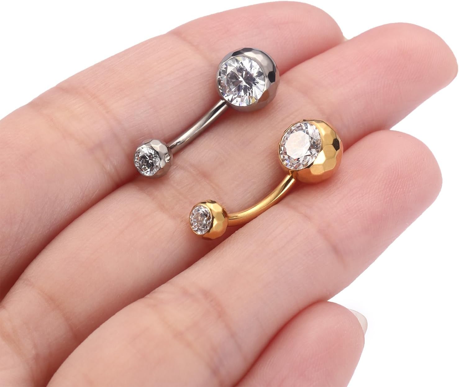 GAGABODY G23 Titanium Navel Rings Belly Rings 14G Belly Button Rings 3/8 inch 10mm Belly Piercing Belly Button Double Sparkle CZ Navel Barbell Navel Piercing Ring - Image 7