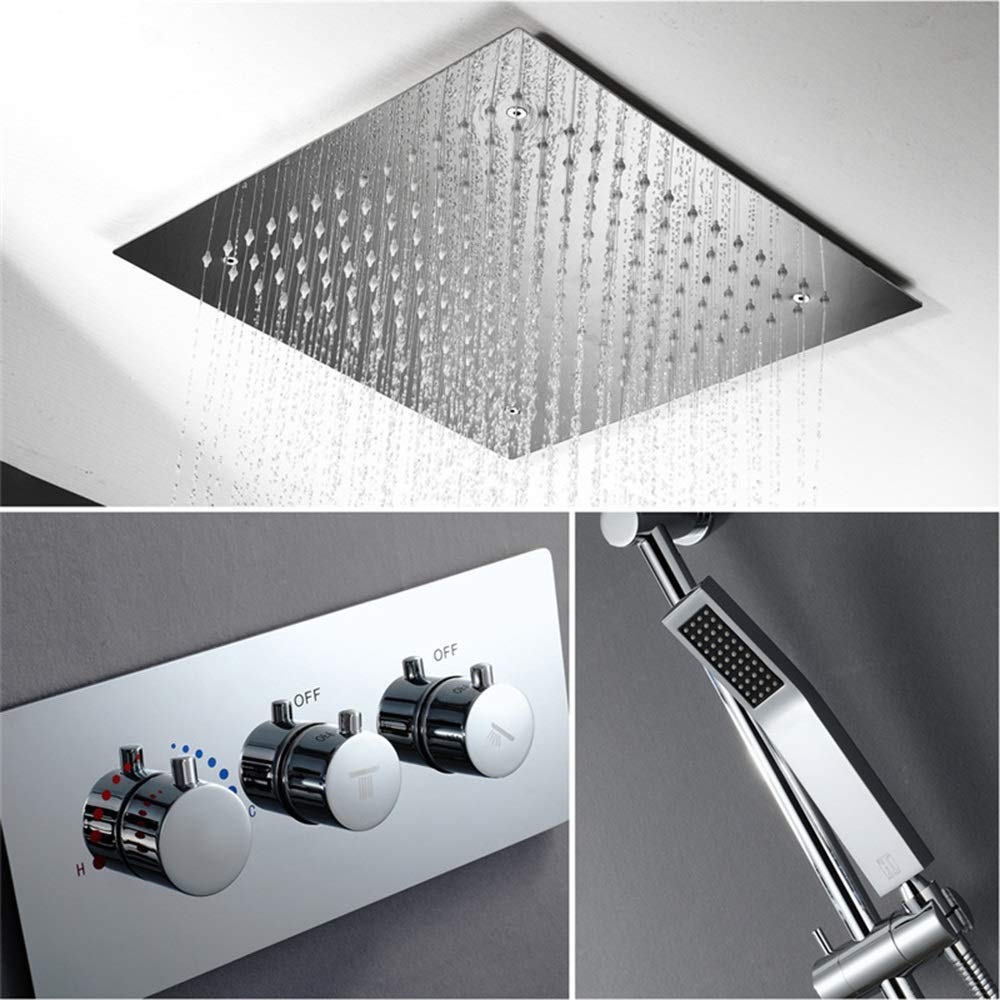 cm Quadrati a baldacchino topploy System Argento termostatico Set di Doccia in Rame Rubinetto 2 modalità bellissime pratiche