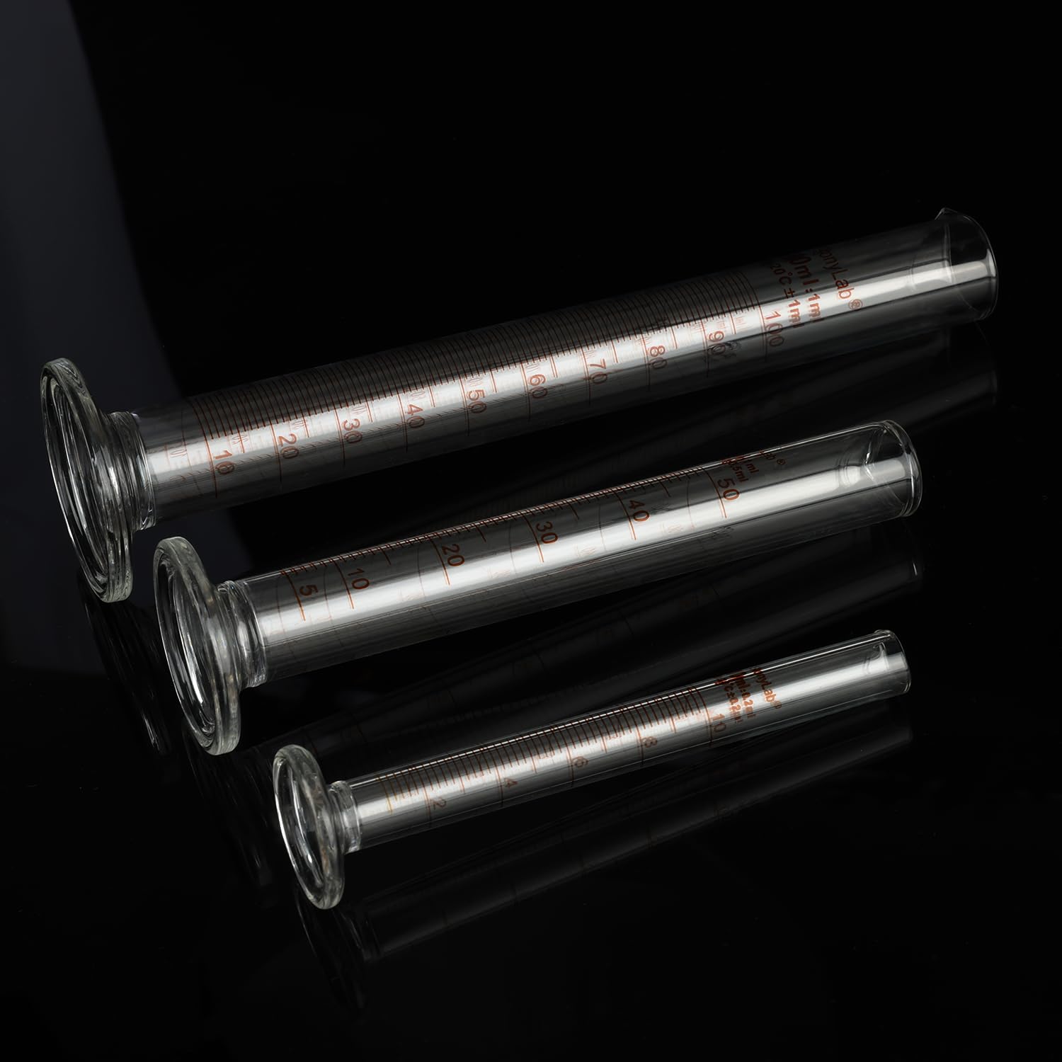 stonylab Messzylinder mit Skala, 10 ml / 50 ml / 100 ml Dickwandiges Borosilikatglas, Messzylinder Set Labor Glaswaren