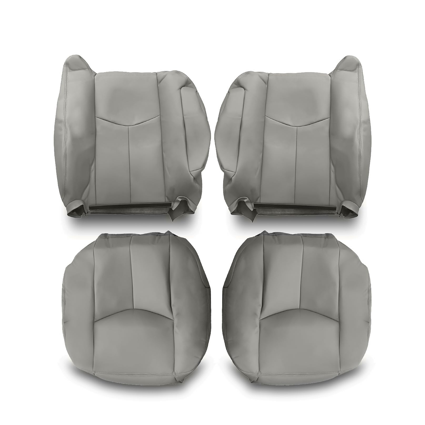 Aspaton 4 Pcs Front Driver Passenger Leather Seat Cover Compatible with Silverado Tahoe Suburban Avalanche Yukon Sierra 2003 2004 2005 2006 2007 Front Left Right Bottom & Top Seat Covers