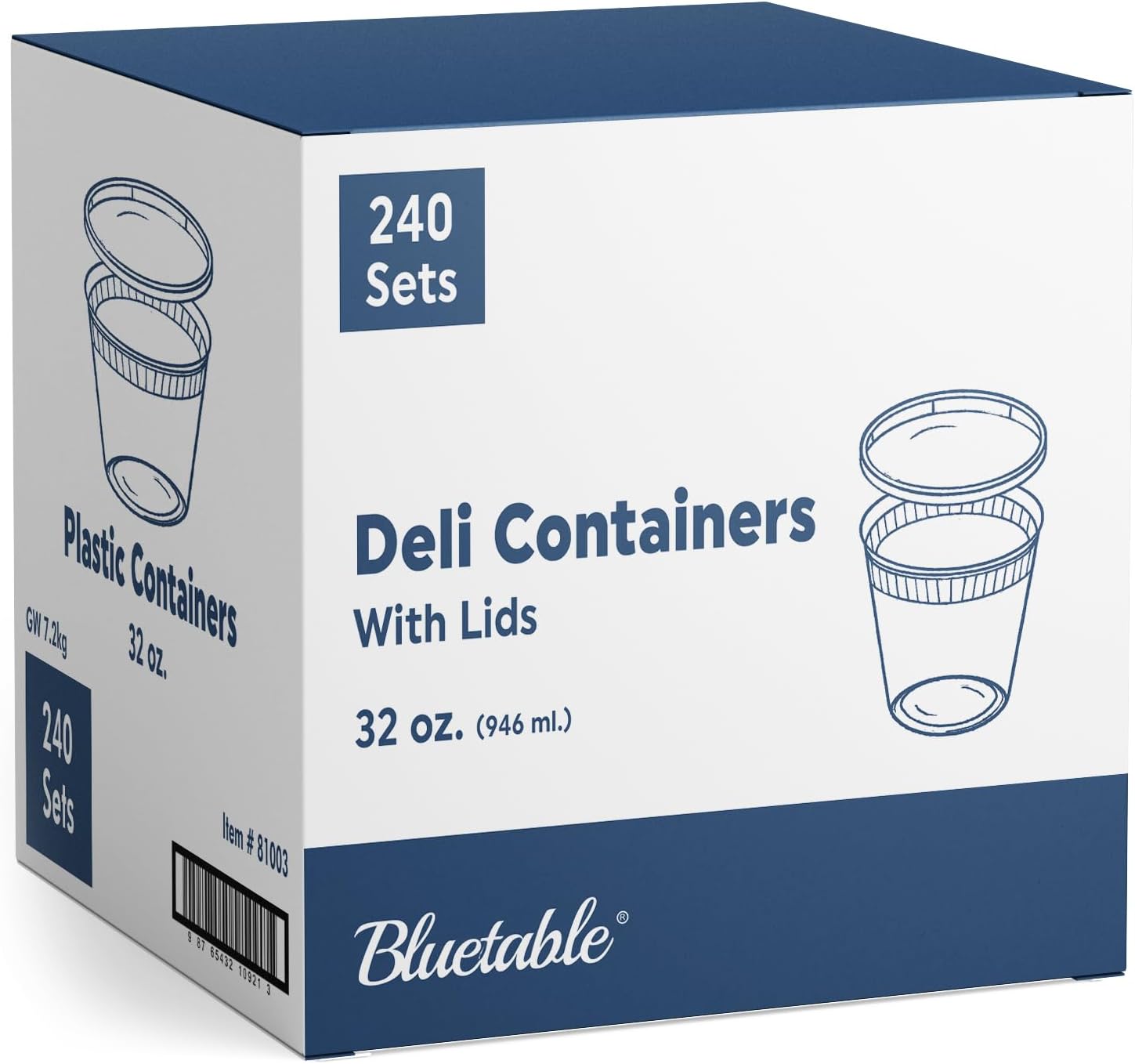 32 oz Deli Containers with Lids (240 Pack) Bulk – Plastic Quart Container with Lid Disposable 32oz freezer Soup & Food Storage Tall large Container 32 Ounce - Cups with Cover [240 Sets Case/Pack]