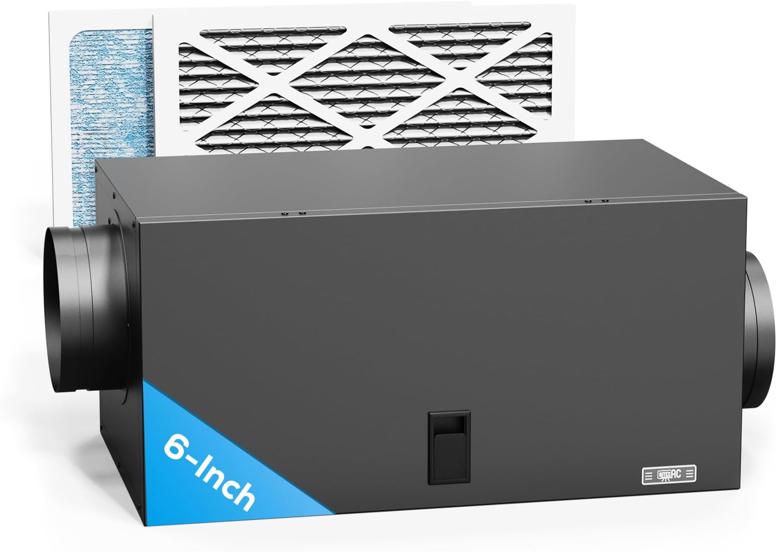 Filter Box 6 inches with Efficient Box Fan Filter, Duct Filter Box for Fresh Air Intake and Improved Airflow, HVAC Filter Box for Family, Factory, Minerals, Planting Tents
