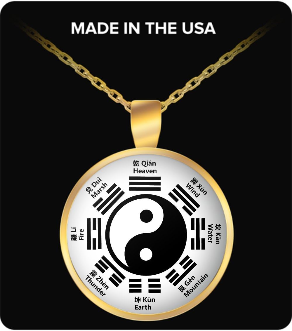 Yin Yang Necklace - Tai Chi Ba Gua Kung Fu - Martial Arts Chinese Character Language - Chinese New Year Gift for Feng Shui Taichi Chuan Masters and Students - Good Fortune Taoism Zen Balance Neck Lace