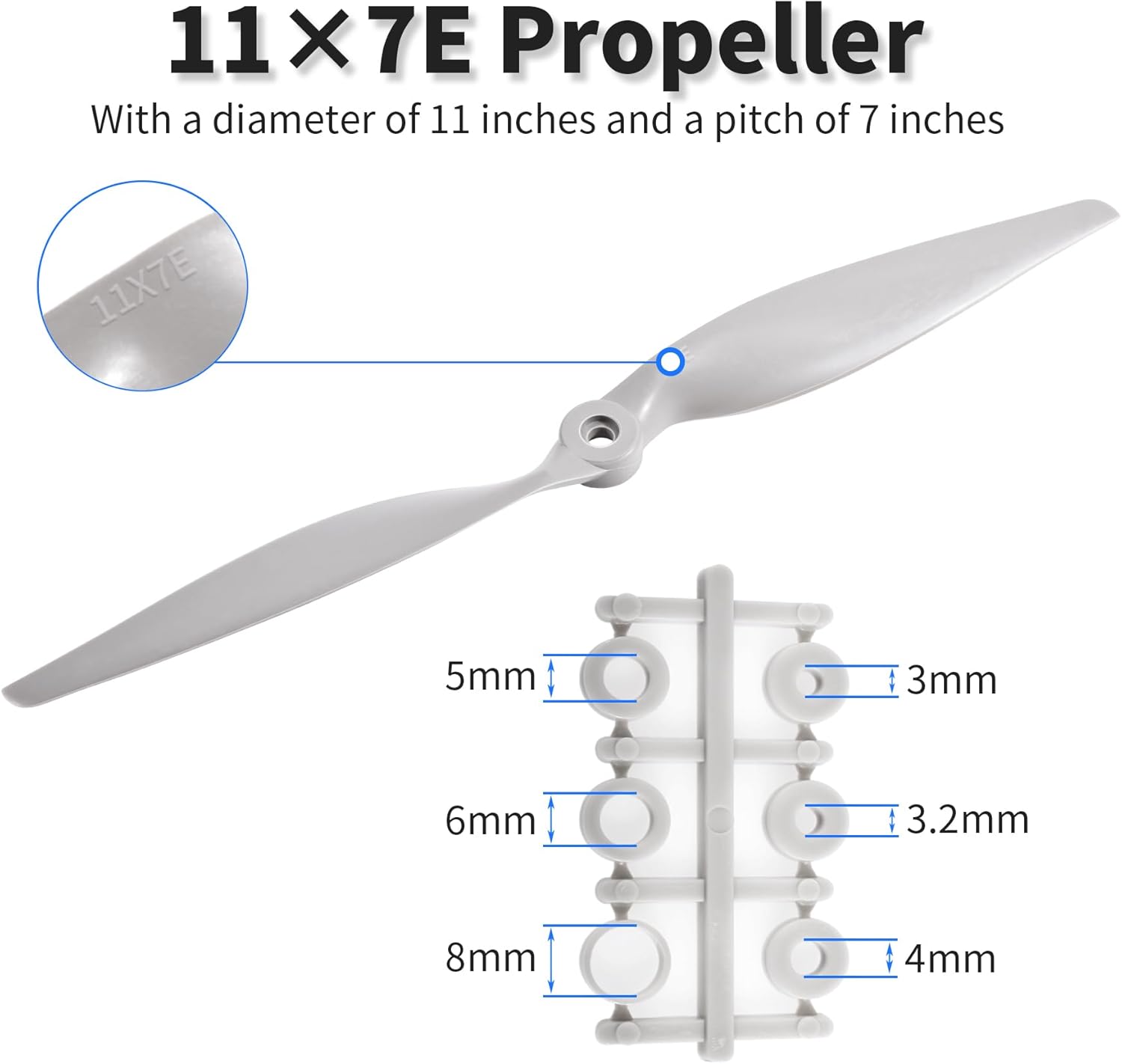 3 Pcs 1170 11×7" Propeller Prop,Remote Control Propeller,Rc Quadcopter Propellers,Gray Nylon Drone Propellers for Stunt Planes Gliders Flying Wings Delta Wings Drones
