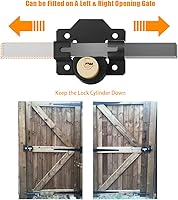 Vista 3 de Barn Door Lock, Fence Gate Lock, Double Sided Gate Latch, Gate Lock for Wodden Garage Door, Supplied with 5 Keys, Work with 2.75" Wooden Vinyl Metal