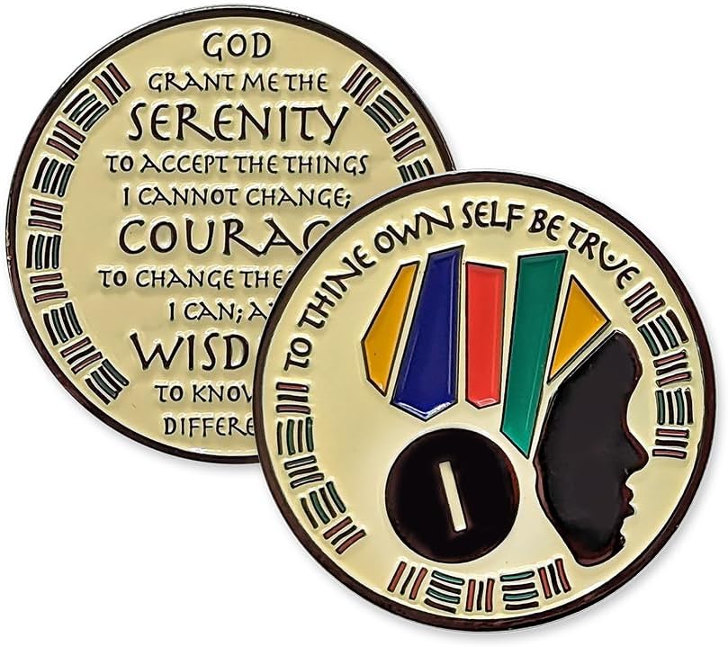 Elegante diseño de reina africana chip de sobriedad AA de medallón premium para mujeres en recuperación.