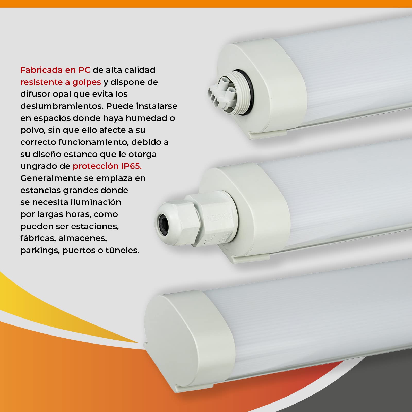 Popp® Pantalla estanca LED Integrado 40W 150CM 4000K 140lm/W TUBELINE-LARGA HORAS ENCENDIDO No flicker IP65 blanco PC parking trastero interior exterior 3 años garantía (40W 150CM, 4000K)