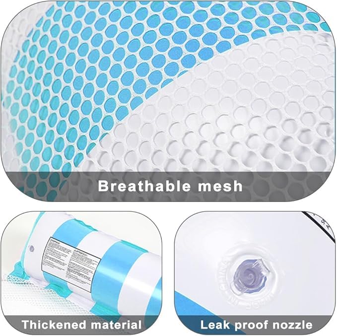 Image of Pool Lounge Bed 4 Sided Net Float Hammock Seats Portable Water Floats Bed for Party Vacation Fun Rest Saddle Beach Drifter Floting Hammock for Pool (Blue)(Pack of 1)