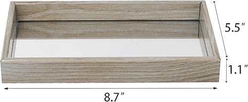 Miniatura 4 de MAONAME Bandeja decorativa marrón, bandeja de espejo de vidrio de 8.7 x 5.5 pulgadas, bandeja de tocador de plástico para tocador, bandeja