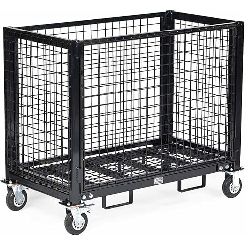 Titan Attachments Mobile Industrial Wire Crate Cart, Heavy-Duty Rolling Platform Base with Fork Pockets and Locking Caster Wheels, 2,500 LB Capacity, Mobile Roller Dolly