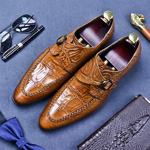 Oxford for Men Formal ShoesGenuine Leather Slip On Casual Loafer Low Top Pointed Toe Block Heel Monk Strap Men's Leather Shoes2