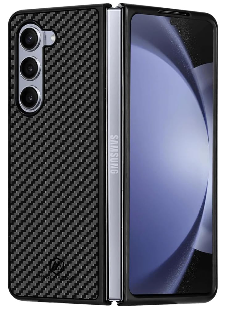 MONOCARBON Real Carbon Fiber case for Samsung Galaxy Z Fold 5 cover [MagSafe Compatible] Military Grade - Matte Black