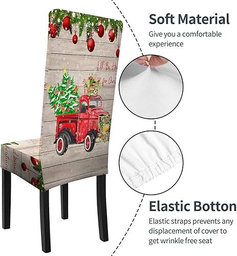 Miniatura 6 de WONDERTIFY Fundas elásticas para sillas de comedor con diseño de árbol para camioneta, diseño de bolas rojas, para decoración del hogar y banquete