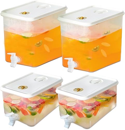 Miniatura 7 de Dispensador de bebidas para refrigerador, dispensador de bebidas de plástico con espita, recipiente de jugo sellado con pantalla de filtro, jarra de