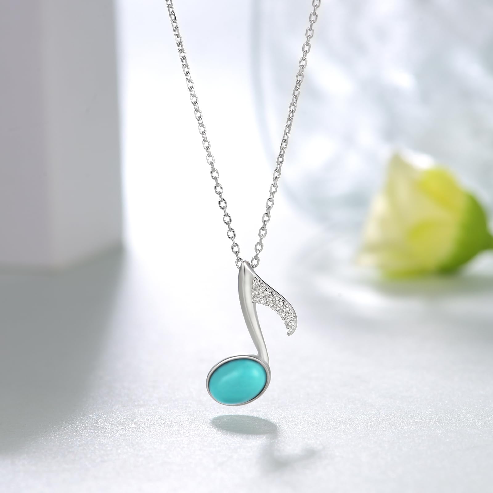 Collana Nota musicale 925 argento Sterling ciondolo nota turchese gioielli musicali per le donne Musiclover regali di compleanno