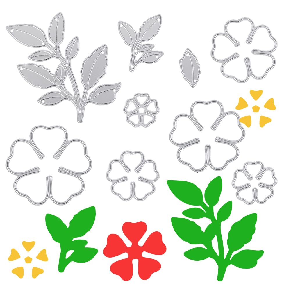 CRASPIRE 2Pcs 2 Styles Leaf Metal Dies Carbon Steel Cutting Dies Stencils Spring Flower Leaves Card Making Template Cut Stencil for Scrapbooking Album Photo Decorations Card Embossing Paper Crafts