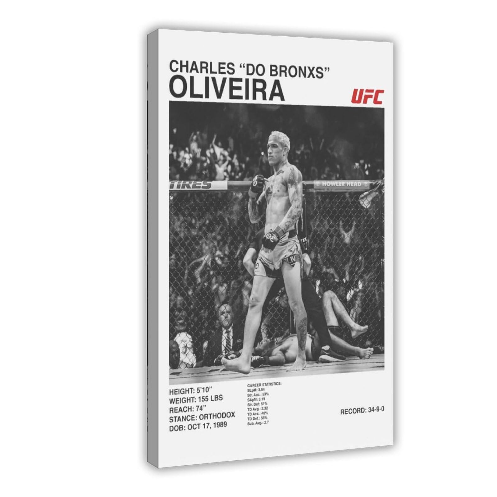 SFQQE Charles Oliveira UFC Poster Canvas Poster Bedroom Decor Landscape Office Room Decor Gift 08x12inch(20x30cm)