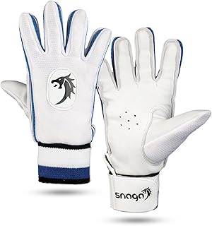 Snaga Indoor Cricket Batting Gloves for Beginner Players, Leather Palm,Nylon Stitch, Air Vents Recommended for Soft Ball, Tennis Ball, Indoor Box Cricket, Gully Cricket (Men)