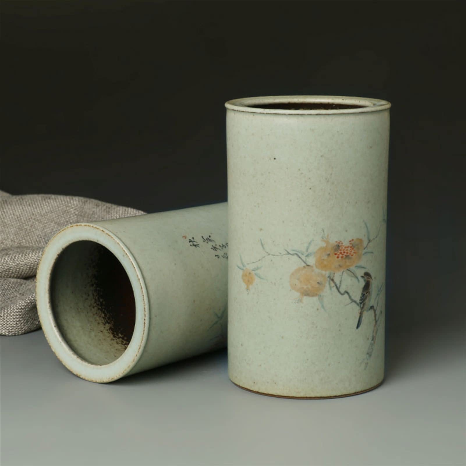 Uchwyt na długopis Uchwyty na długopisy Nowy chiński ręcznie malowany ceramiczny uchwyt na długopisy Retro biurkowy ołówek do brwi kubek do przechowywania uchwyty na ołówki