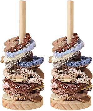 Scrunchie Holder Hair Accessories Organizer Stand Wood Hair Tie Holder Organizer Storage Display Jewelry Scrunchy for Women Girls Bedroom Bathroom Decor