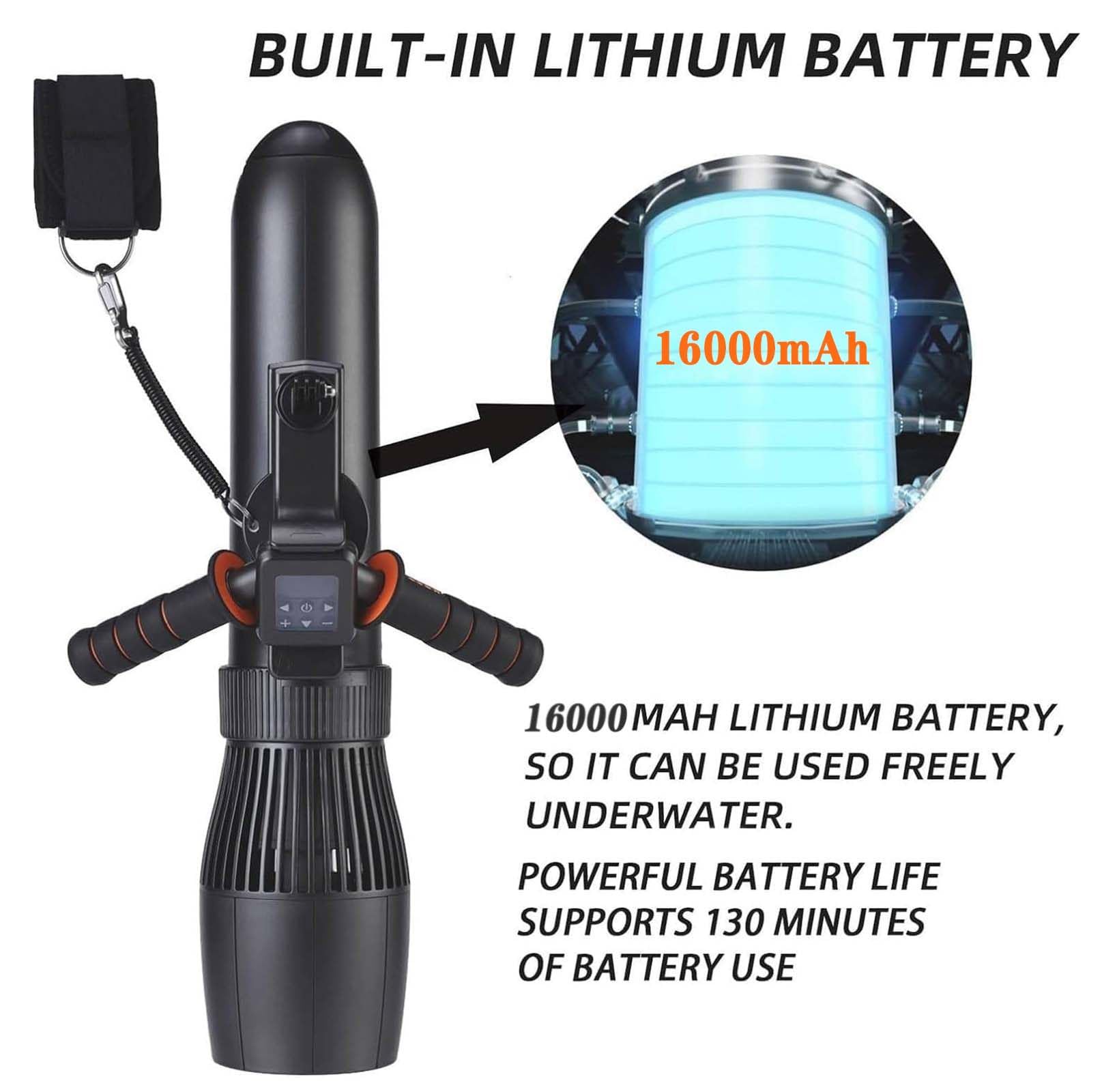 Scooter Subacuático, Propulsor Subacuático Eléctrico de 500W con Motor Sin Escobillas, Batería de 10000mAh, Control Remoto de Reloj, Scooter Acuático de 40M de Profundidad, para Buceo y Snorkel