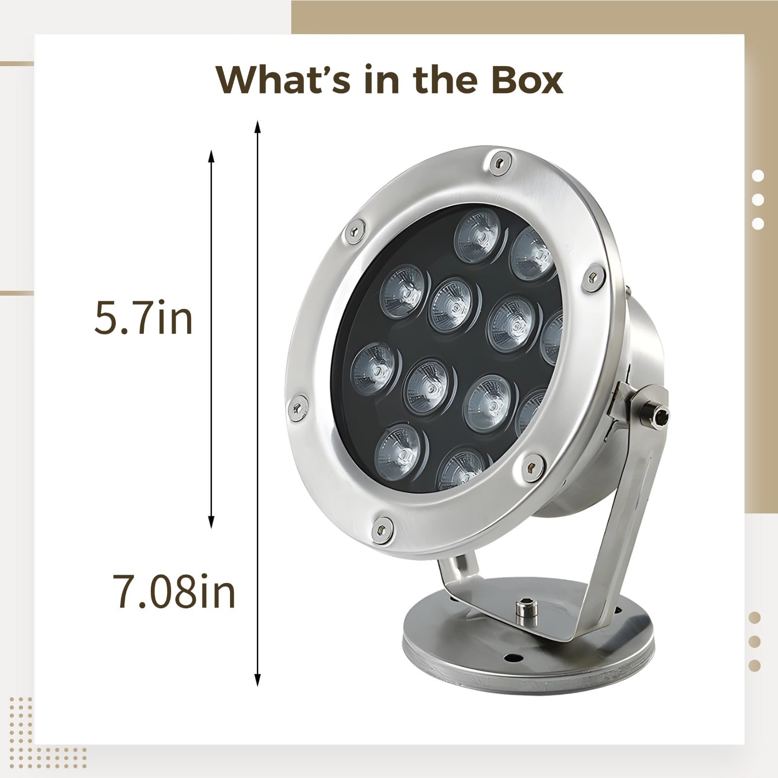 Luz subacuática RGB de 9 W, lámpara de estanque que cambia de color, sumergible, carcasa de acero inoxidable