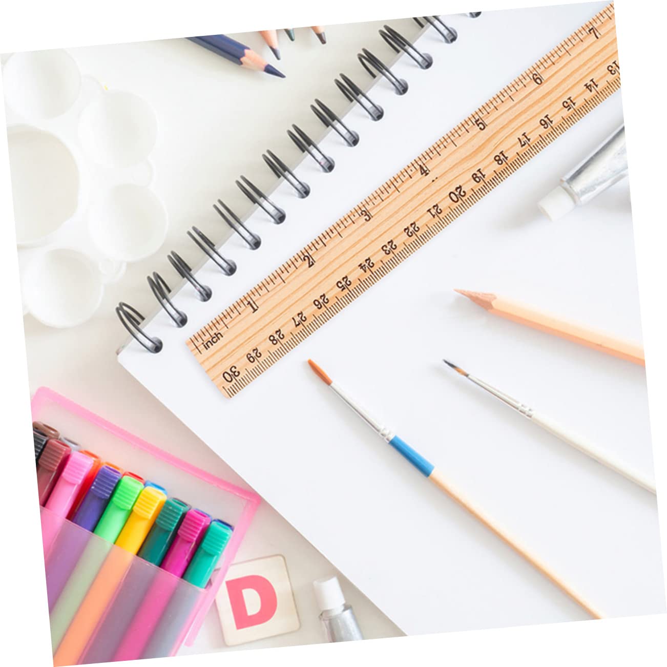 72piezas Regla De Madera Doble Rulers De Medición para y Herramienta De Dibujo y Escuela y Ligera