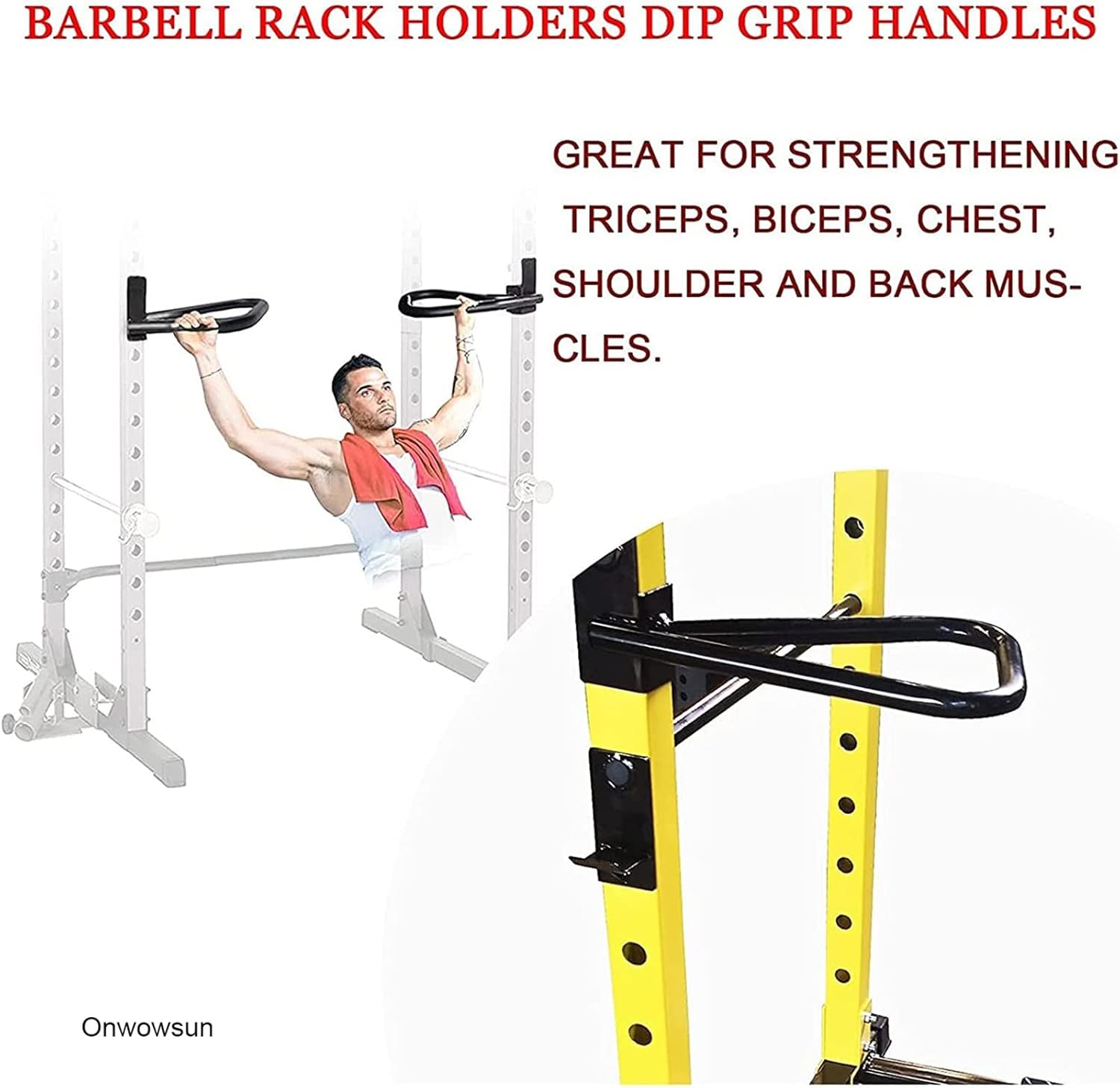 Dip Bar Attachments Attachment Set for 2 inches x2 inches or 3 inches x3 inches Steel Tubing Power Cages, Multi Grip Set of 2, for a Squat Rack (Size : for 3 inches x 3 inches Tube Power Cage)