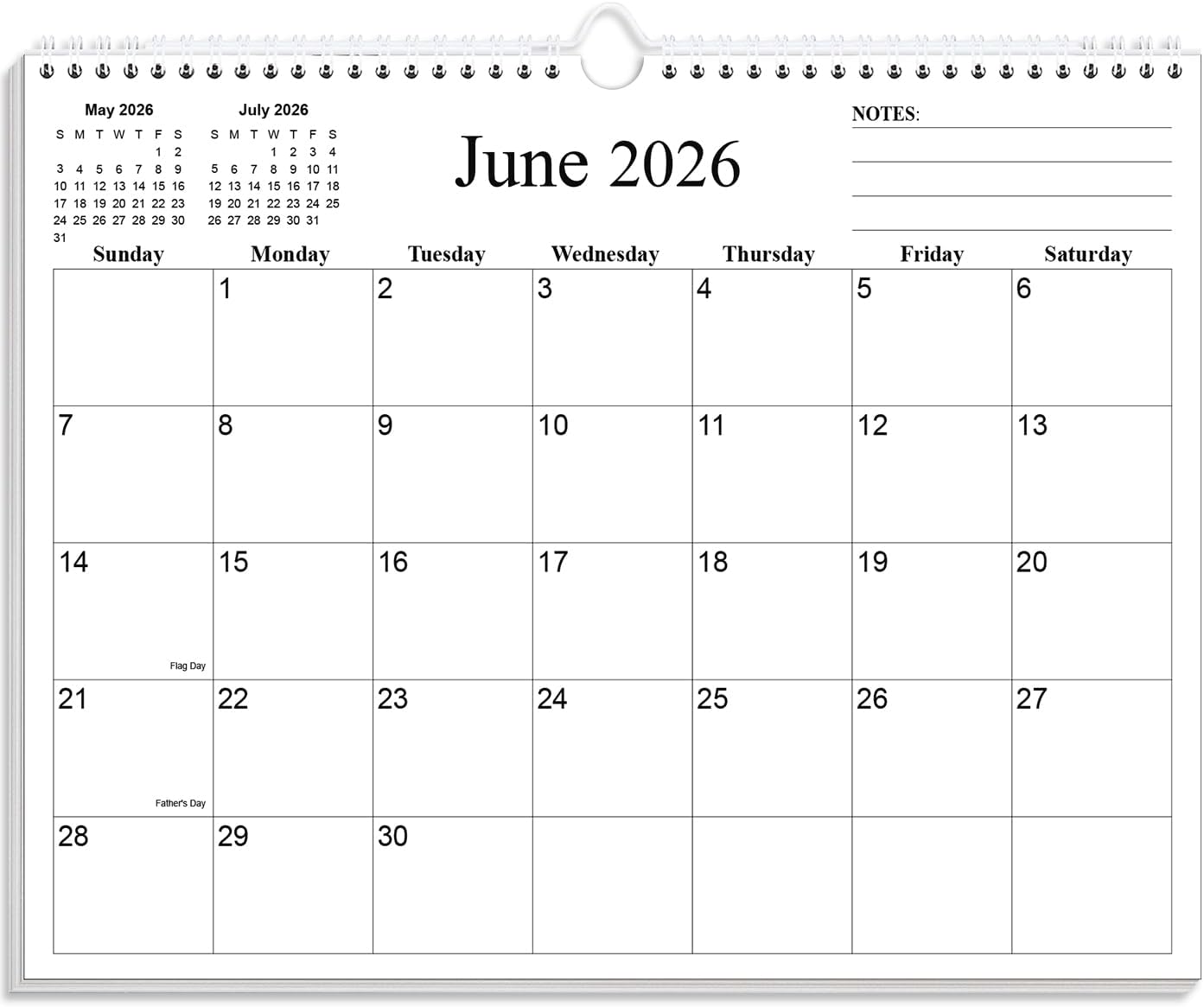 2026-2027 Calendar - 19 Months Calendar 2026-2027 from June 2026 to December 2027, Wall Calendars with Thick Paper for Home/Office/School, 8.5" x 11", Black