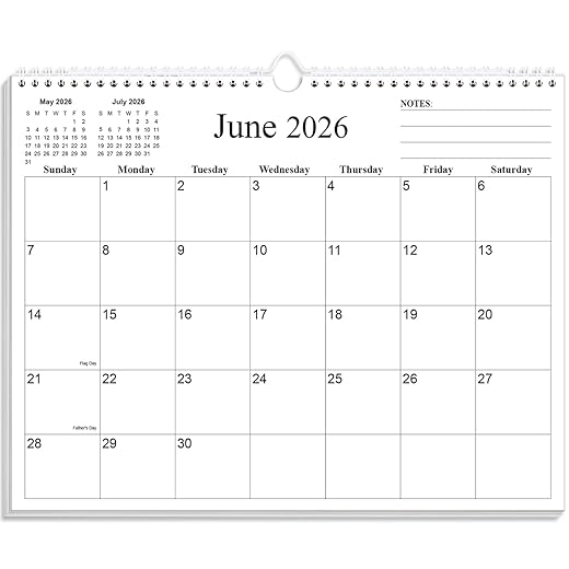 2026-2027 Calendar - 19 Months Calendar 2026-2027 from June 2026 to December 2027, Wall Calendars with Thick Paper for Home/Office/School, 8.5" x 11", Black