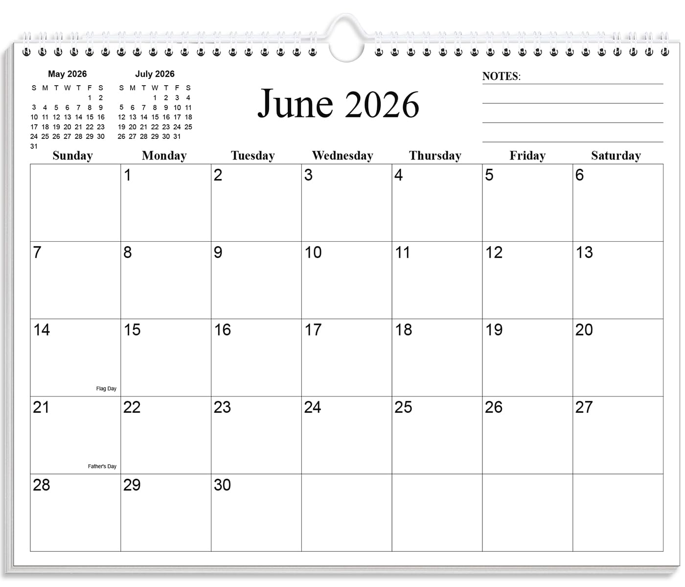 2026-2027 Calendar - Calendar 2026-2027 from July 2026 to December 2027, 8.5" x 11", Black