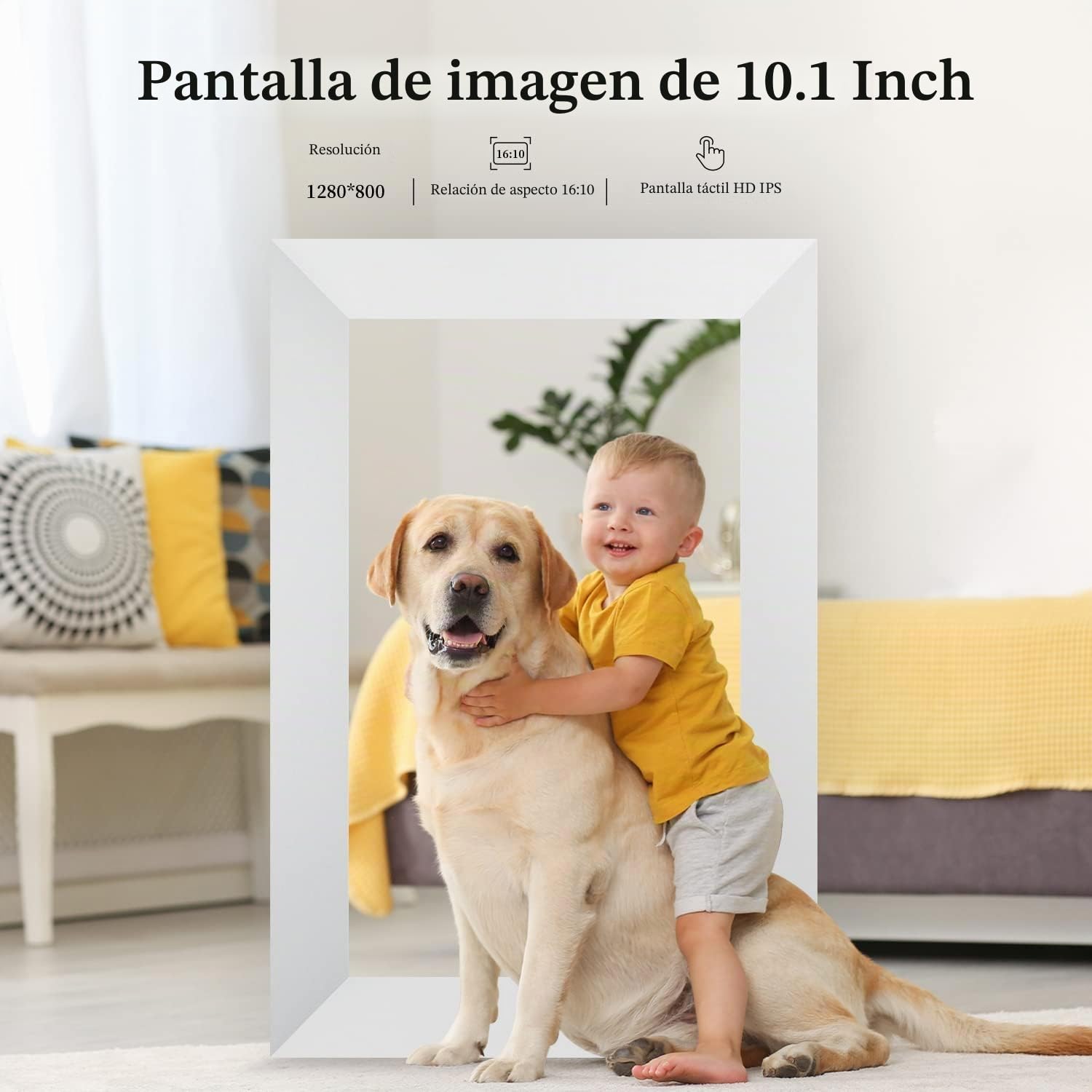 AEEZO Marco de Fotos Digital WiFi de 10.1 Pulgadas, Pantalla táctil IPS, Marco de Fotos Inteligente en la Nube con Almacenamiento de 32 GB, fácil configuración para Compartir Fotos o Videos a través