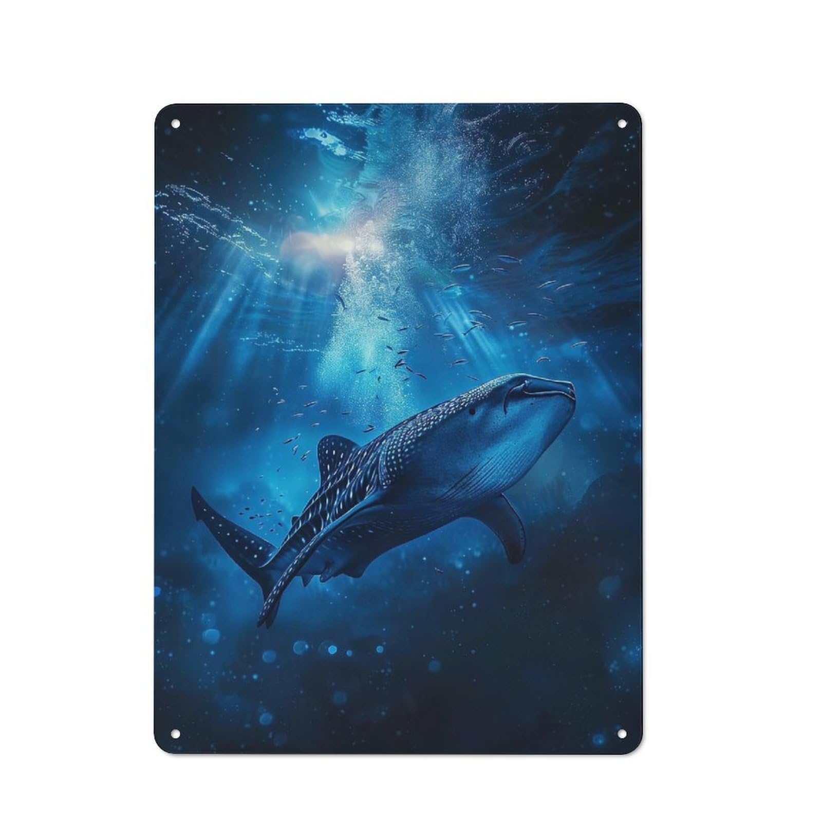 Distressed Look Whale Shark Ocean Decorative Tin Sign 40x30cm, Vintage Wall Decor for Lounge, Study, Pub Or Wall Gallery