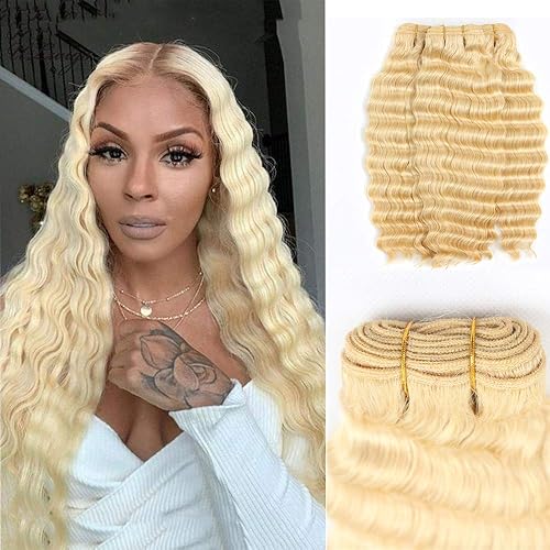 10-40 pulgadas de largo brasileño 613 de onda profunda 100% cabello brasileño virgen sin procesar, 3 paquetes de extensiones de cabello humano 613