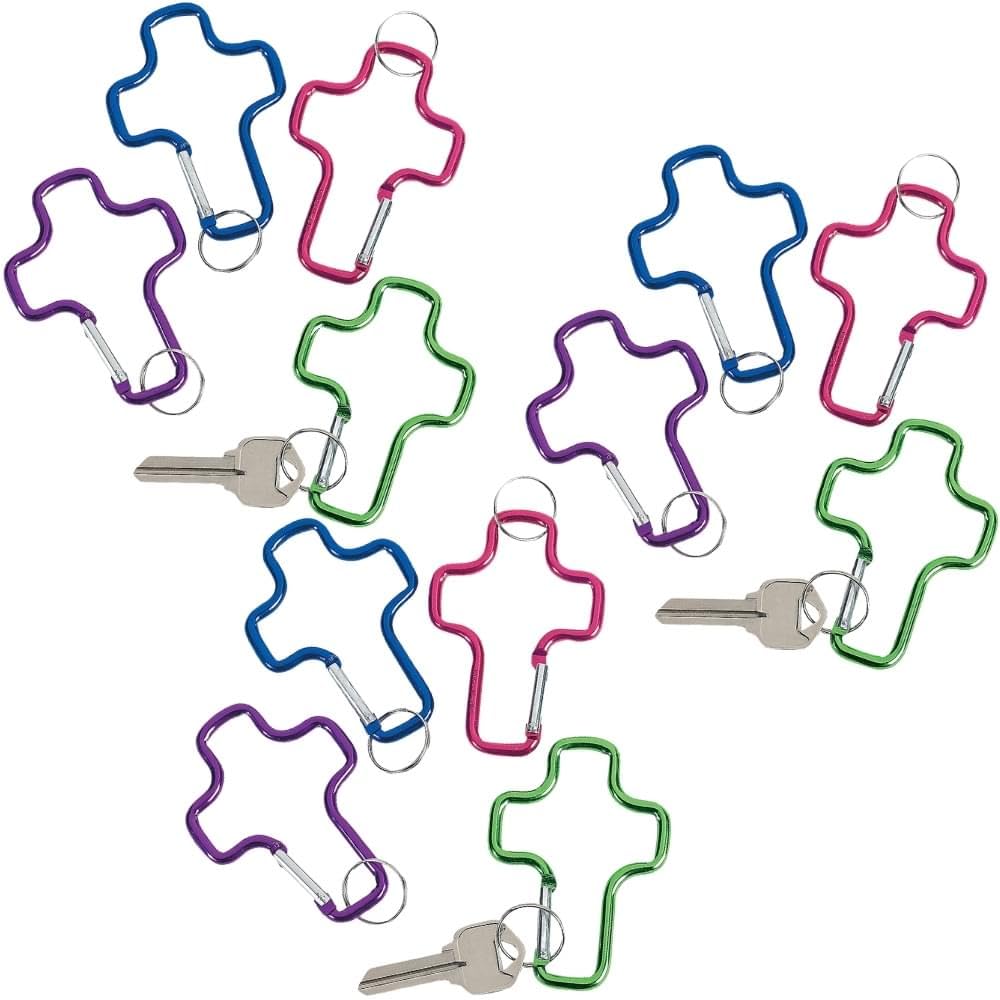 Fun Express Aluminum Cross Clip Key Chains – Durable Lightweight and Versatile – Party Favors Gifts Key Accessories & More – Assorted Colors for