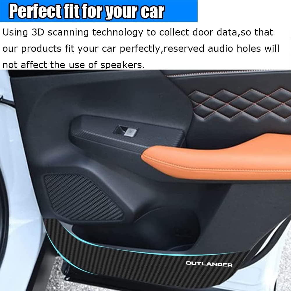 Kakash Custom Interior Accessories for Mitsubishi Outlander 2022 2023 Outlander PHEV 2023 2024 Leather Door Anti Kick Pad Stickers,Side Edge Film Protector Stickers 4 Pieces/Set(Carbon Fiber)