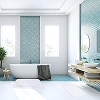 Vista 2 de Walensee Shaggy - Juego de 2 alfombras de baño (20 x 32 pulgadas, color blanco) – Lavable a máquina, absorbentes, antideslizantes, alfombras