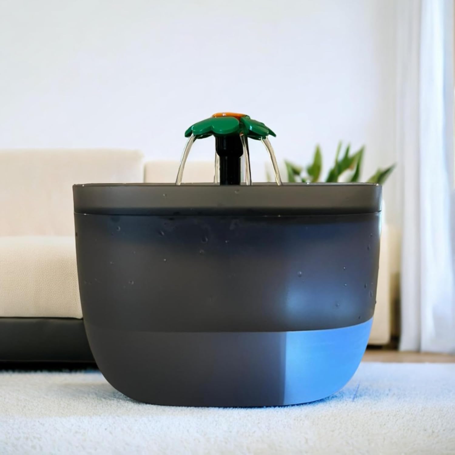 Pet Water Fountain W7, 67oz / 2 Liters Automatic Cat, Dog Water Fountain Pet Water Dispenser Ultra-Quiet Water Pump 360-degree Waterfall Shower, Automatic Pet Water Fountain, Small, Black