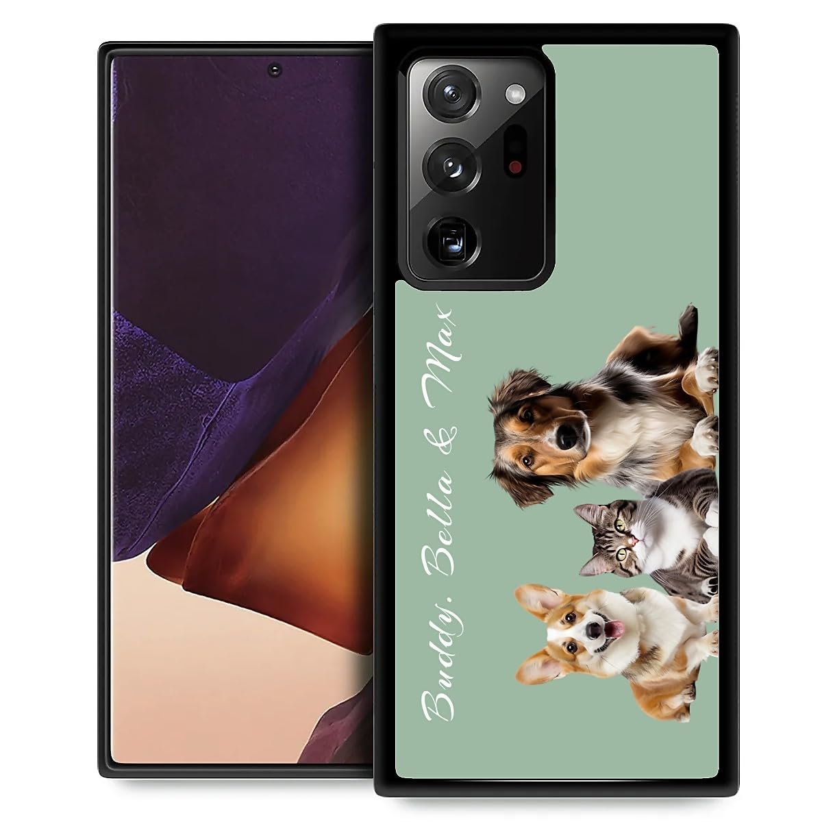 CARLOCA Case for Samsung Galaxy Note 20 Ultra,Custom Picture Name Pet Animal Cat Dog 3 for Woman Men,Customized Personalized Pattern Name Note 20